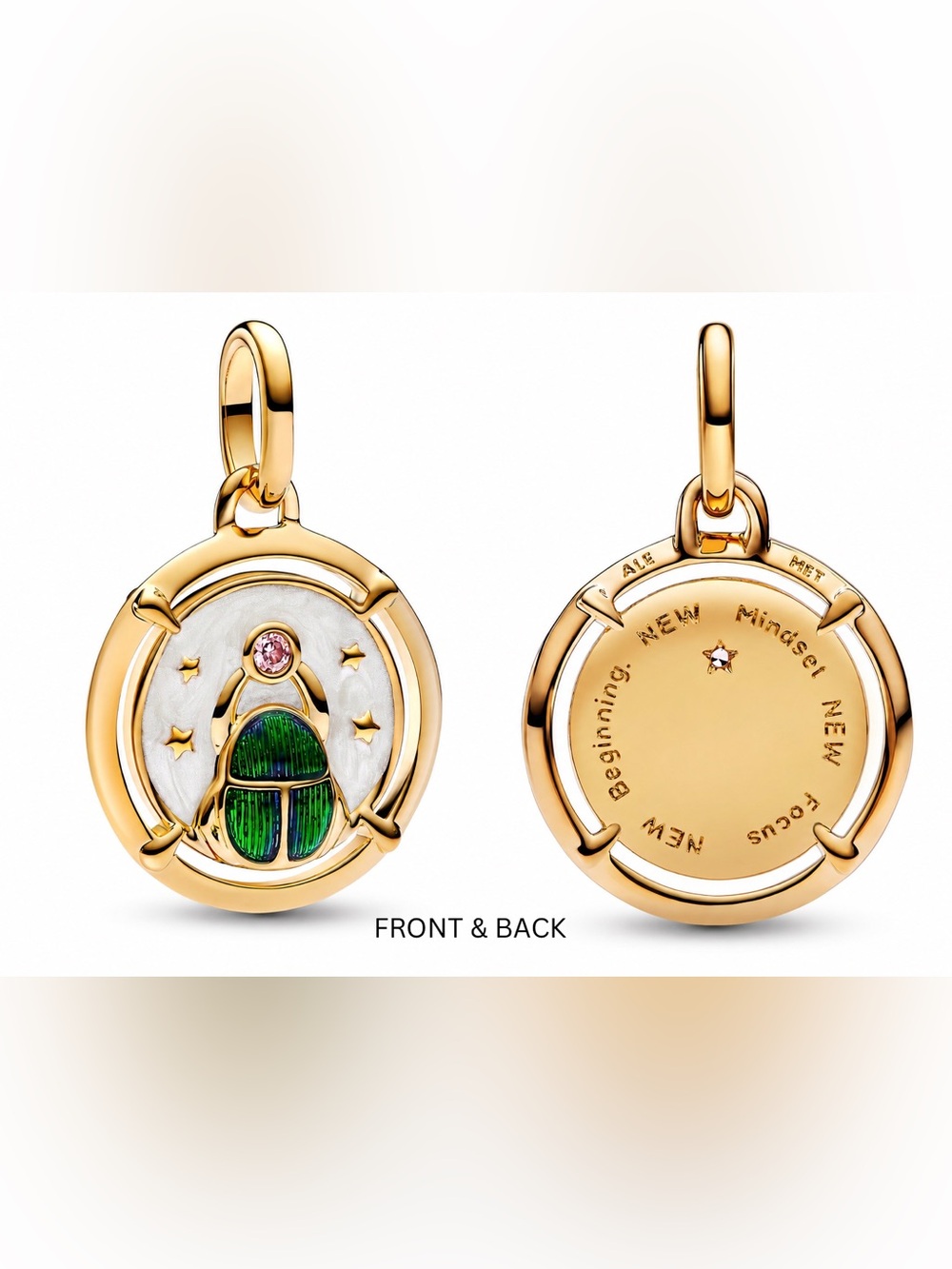 PANDORA 14K Gold-Plated Scarab Beetle Medallion-NWT